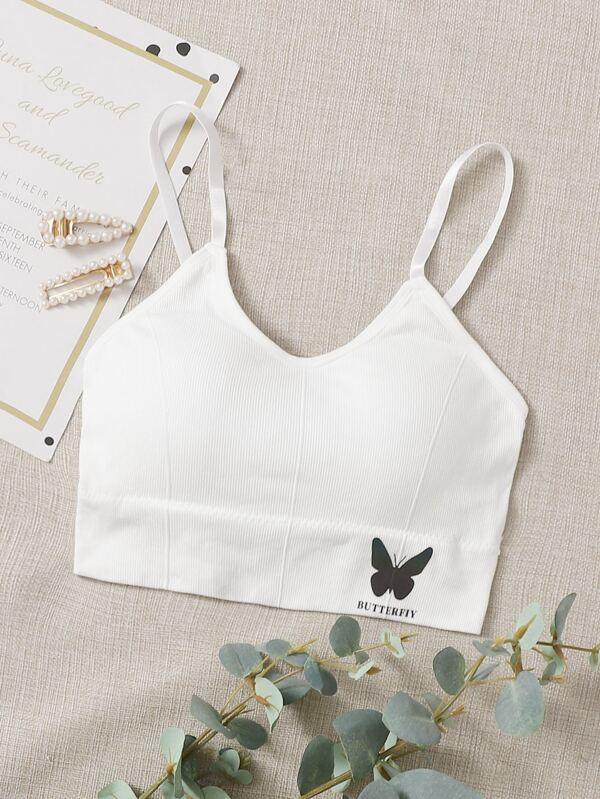 Butterfly Print Ribbed Bralette