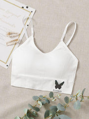Butterfly Print Ribbed Bralette