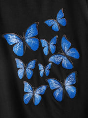 Butterfly Print Round Neck Tee