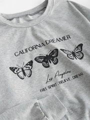 Butterfly Print Sweatshirt and Mini Dolphin Shorts Set