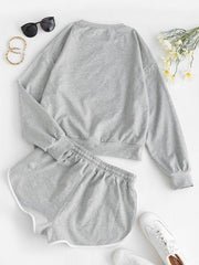 Butterfly Print Sweatshirt and Mini Dolphin Shorts Set