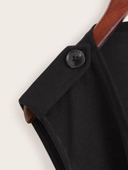 Button Detail Draped Collar Asymmetrical Vest for Women