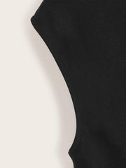 Button Detail Draped Collar Asymmetrical Vest for Women