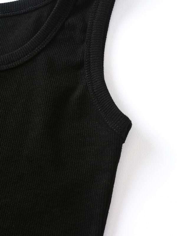 Button Detail Scoop Neck Tank Top