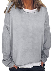 Blouse Cropped Basic Plain Daily Round Neck Regular Spring &  Fall Green Black Grey Khaki Dark Blue for Women