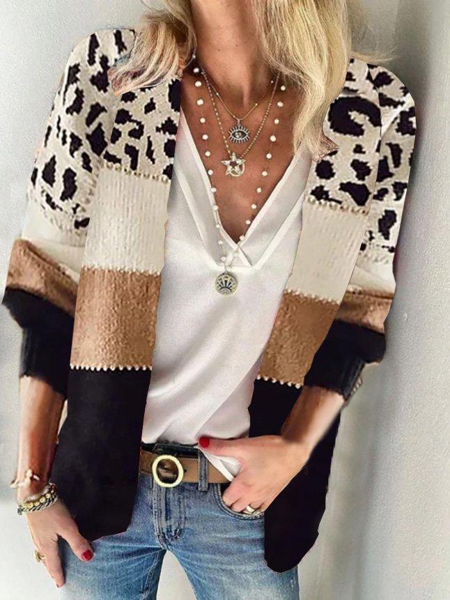 Leopard V Neck Sweater Cardigans