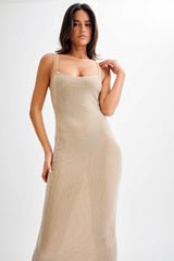 Caroline Diamond Embellished Open Back Maxi Dress