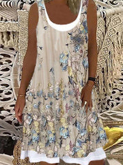 Khaki Sleeveless A-Line Dresses