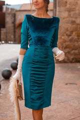 Glam Expectations Velvet Pleated Pencil Dress