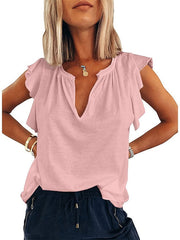 Blouse T shirt Basic Plain Daily V Neck Sleeveless Regular Summer Green White Pink Light Blue for Women