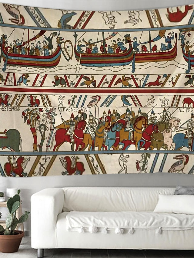 Bayeux Medieval Hanging Tapestry Wall Art Large Tapestry Mural Decor Photograph Backdrop Blanket Curtain Home Bedroom Living Room Decoration