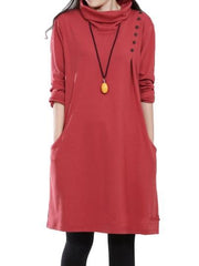 Turtle Collar Long Sleeve Women's Dress