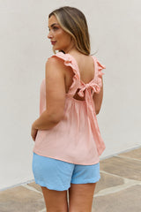 Be Stage Full Size  Woven Top in Peach