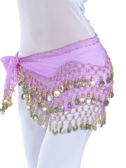Belly Dance Hip Scarf Coin Sequin Women's Training Chiffon / Ballroom Gold Coin Belt