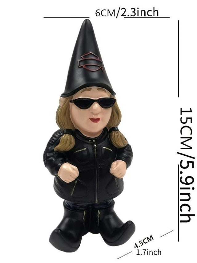 Biker Polystone Themed Garden Gnome Resin Garden Ornaments Yard Decoration Crafts