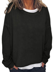 Blouse Cropped Basic Plain Daily Round Neck Regular Spring &  Fall Green Black Grey Khaki Dark Blue for Women