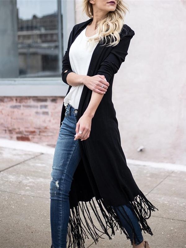 Tasseled Long Sleeves Cardigan Top