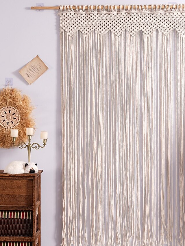 Boho Macrame Curtains Sliding Door Curtain Woven Bohemian Tapestry Decor,Outdoor Curtain Privacy, Patio Wedding Decoration, Room Divider for Pergola, Gazebo, Balcony, Porch