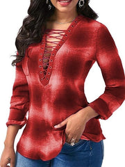 Blouse Patchwork Tie Dyed Classic V Neck Regular Spring &  Fall Green Blue Purple Orange Red for Women