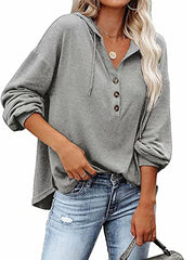 Blouse Drawstring Hooded Plain Simple Basic Daily Hooded Regular Spring &  Fall Green Pink Red Beige Grey for Women