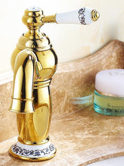 Bathroom Sink Faucet,Single Handle One Hole Brass Standard Spout,Brass Vintage Bathroom Sink Faucet Contain with Hot and Cold Water