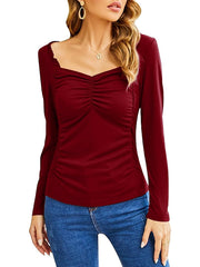 Blouse Sweater Solid Colored Basic Fall ArmyGreen Blue Red Grey White for Women