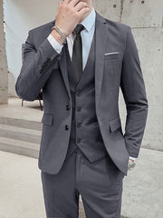 Black Ivory Yellow Men's Wedding Suits 3 Piece Solid Colored Standard Fit Single Breasted Two-buttons