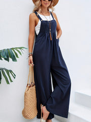 Boho Solid Sleeveless Long Length Casual Jumpsuit