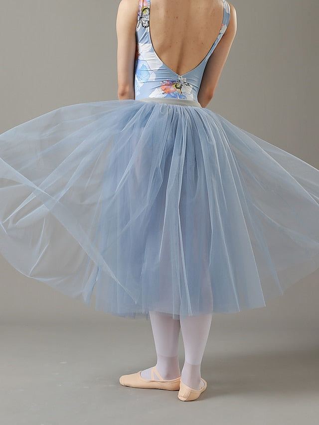 Breathable Ballet Skirts Ballroom Solid Tulle Women's Training Performance High Polyester Chiffon