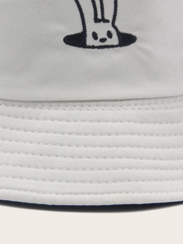 Bunny Letter Embroidery Bucket Hat for Women