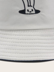 Bunny Letter Embroidery Bucket Hat for Women