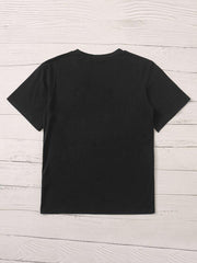 Black Letter Graphic Short Sleeve Tee for Women