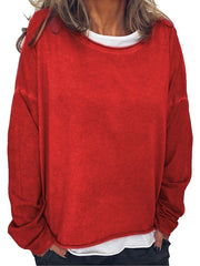 Blouse Cropped Basic Plain Daily Round Neck Regular Spring &  Fall Green Black Grey Khaki Dark Blue for Women