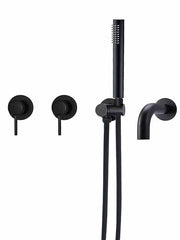 Bathtub Faucet,Brass Painted Finishes Black Split Bathtub Faucet with Hand-held Water Outlet and Wall Entry