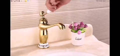 Bathroom Sink Faucet,Single Handle One Hole Brass Standard Spout,Brass Vintage Bathroom Sink Faucet Contain with Hot and Cold Water