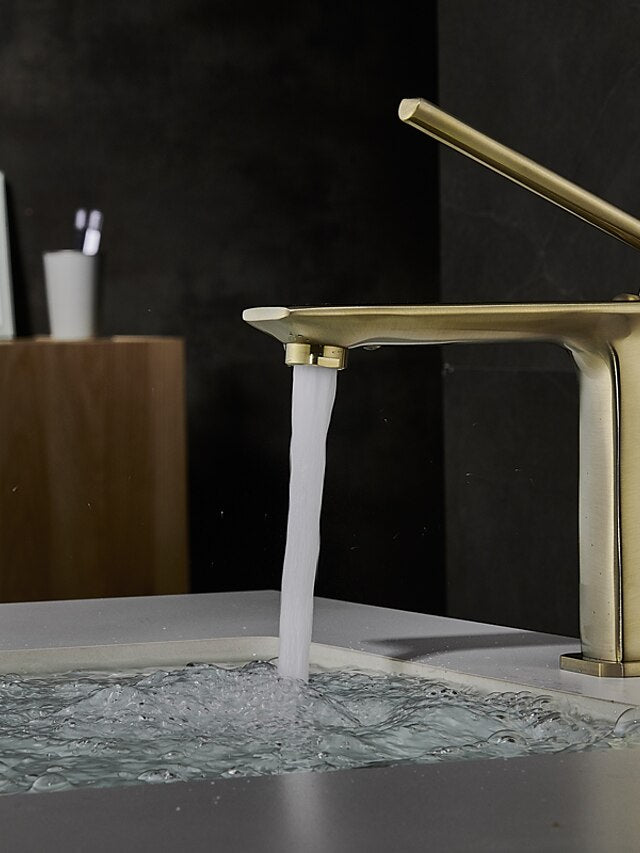 Basin Sink Mixer Faucet Brass, Tall/Short Bathroom Tap Single Handle One Hole Deck Mounted with Cold Hot Hose Bath Taps Vessel Water Tap