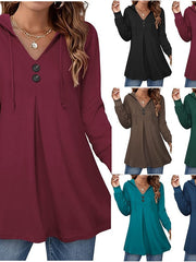 Blouse Hoodie Patchwork Solid / Plain Color Classic Hooded Regular Spring &  Fall Green Black Wine Dark Coffee Dark Blue for Women