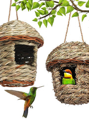 Bird House for Outside Hanging,Grass Handwoven Bird Nest,Hummingbird House,Natural Bird Hut Outdoor,Birdhouse for Kids,Songbirds House