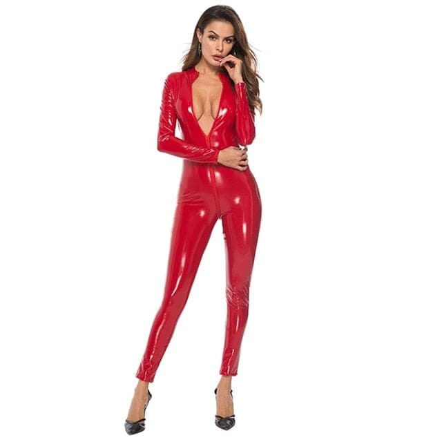 Womens  Faux Leather Bodysuits