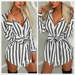Fashion Long Sleeve Button  Mini Dress
