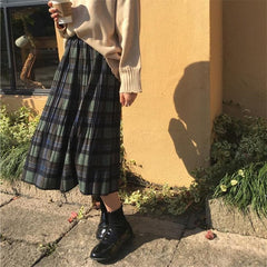 Vintage Wool Pleated Plaid Skirts