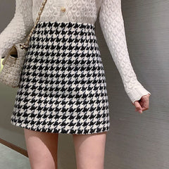 Women's Fashion Plaid High Waist Skirts