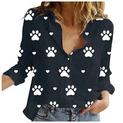 Summer Fashion Woman Blouses Spring Long-Sleeved Lapel Kawaii Dog Print Button Top Women's Shirt Loose Plus Size Ladies Clothes