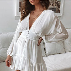 Lantern Sleeve Chiffon  Lengh Dress