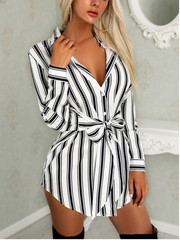 Fashion Long Sleeve Button  Mini Dress