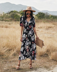 Beach Boho Print  Maxi Split Dress