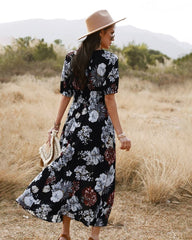 Beach Boho Print  Maxi Split Dress