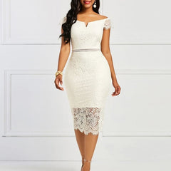 Dress Lace Hollow Backless Elegant Party Chic Retro Dress