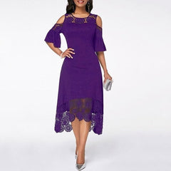 Dress Lace Hollow Backless Elegant Party Chic Retro Dress