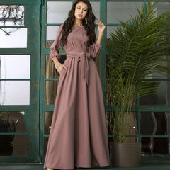Vintage  Lantern Sleeve Elegant Bandage Floor-Length Dress
